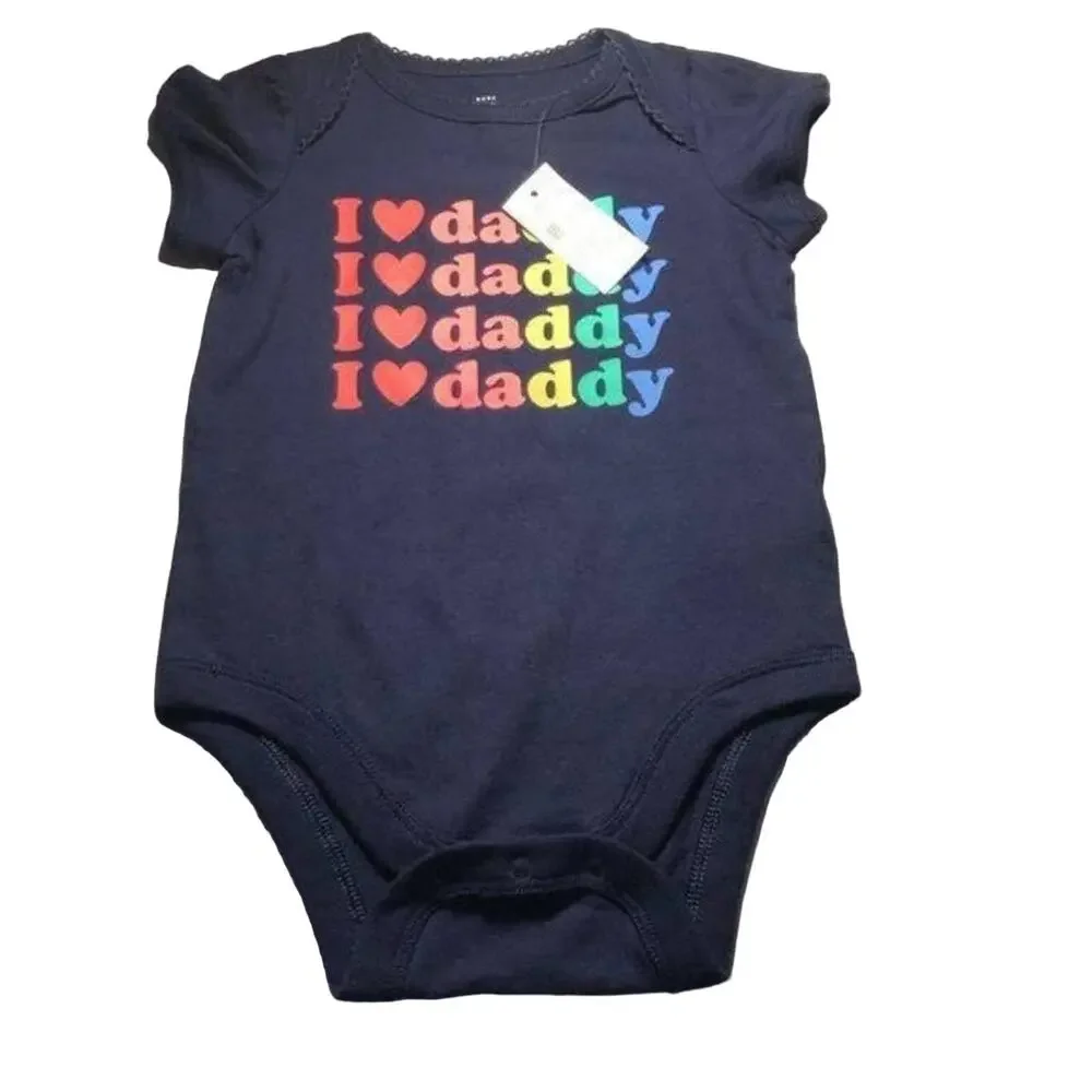 Baby Gap short Sleeve Blue Graphic Snap Closure One Piece Size  6-12 M